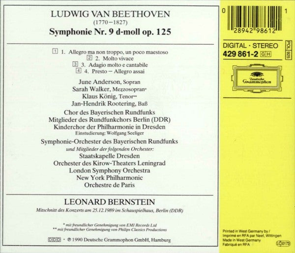 Leonard Bernstein In Berlin - Ludwig Van Beethoven : Ode An Die Freiheit · Symphonie Nr. 9 (CD, Album)