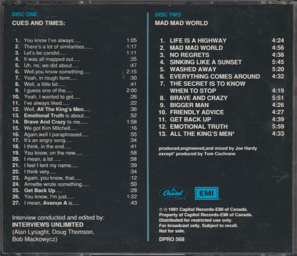 Tom Cochrane : Mad Mad World The Interview (2xCD, Album, Promo)