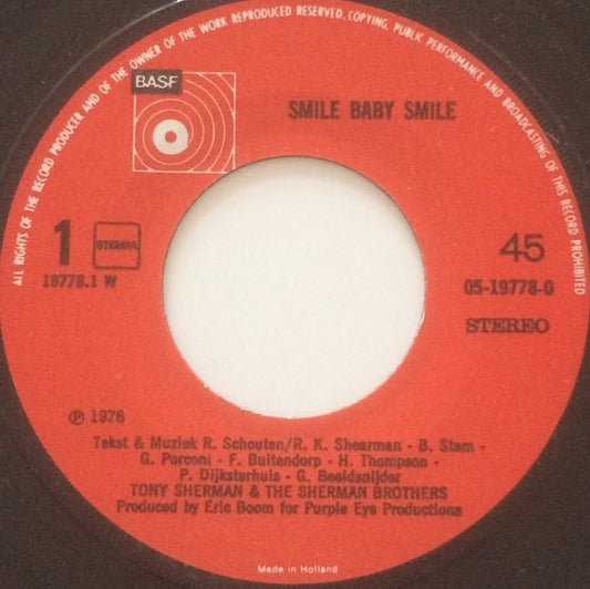 Tony Sherman & The Sherman Brothers (2) : Smile Baby Smile (7", Single)