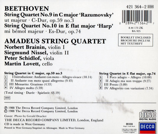 Ludwig van Beethoven, Amadeus-Quartett : String Quartets Op.59 No.3 & Op.74 (CD)