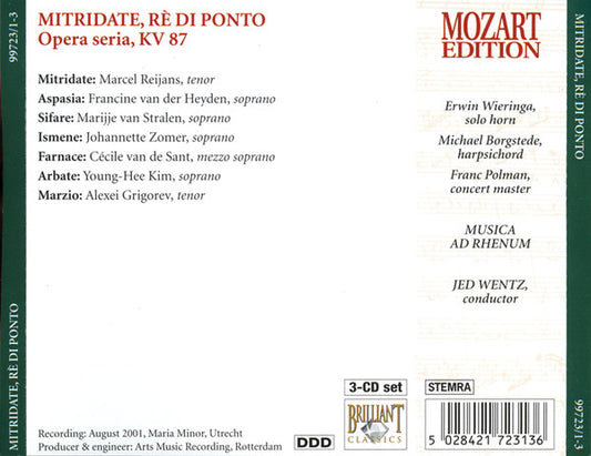 Wolfgang Amadeus Mozart : Mitridate, Rè Di Ponto (3xCD)