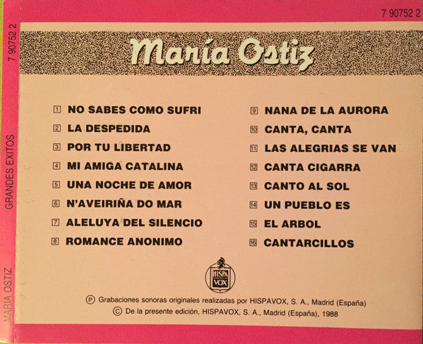 Maria Ostiz : Grandes Exitos (CD, Comp)
