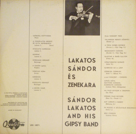 Sándor Lakatos And His Gipsy Band : Budapest Éjjel = Budapest At Night (LP, Album)