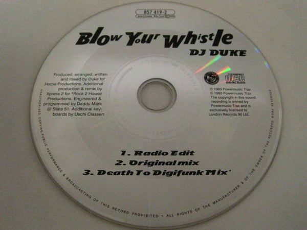 DJ Duke : Blow Your Whistle (CD, Single)