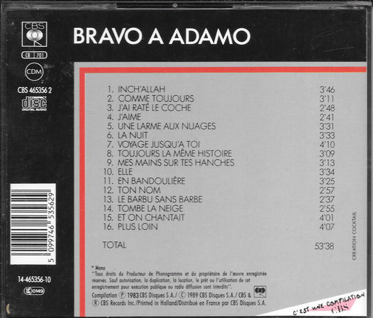 Adamo : Bravo A Adamo (CD, Album, RE)