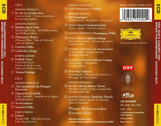 Wiener Philharmoniker · Riccardo Muti : New Year's Concert 2004 (2xCD, Album)