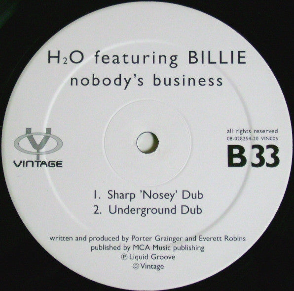 H2O Featuring Billie : Nobody's Business (12")