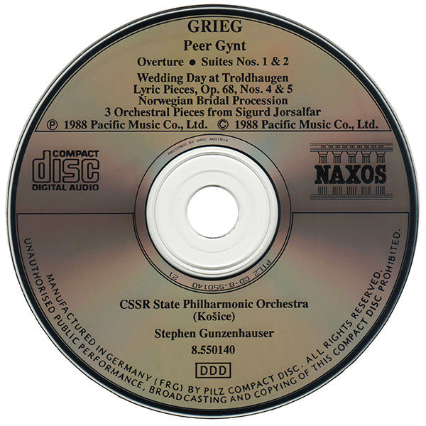 Edvard Grieg - Slovak State Philharmonic Orchestra, Košice, Stephen Gunzenhauser : Peer Gynt - Sigurd Jorsalfar (CD, Album)