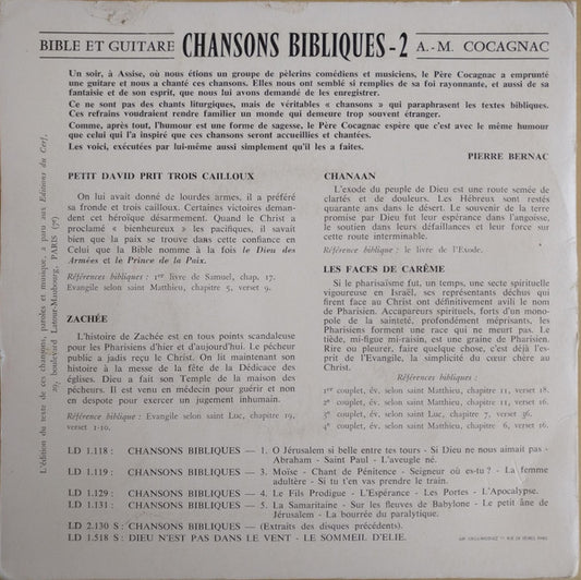 Maurice Cocagnac : Chansons Bibliques 2 (7", EP)