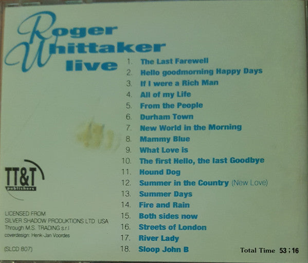 Roger Whittaker : Roger Whittaker Live (CD, Comp)