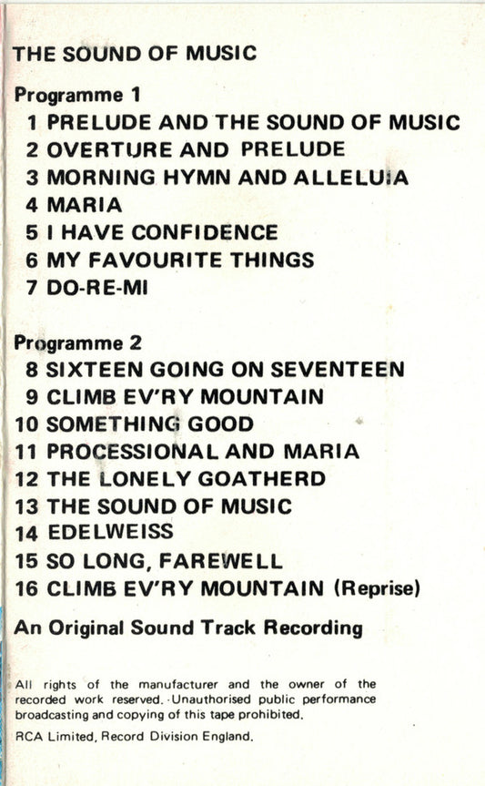 Various : The Sound Of Music (Original Soundtrack Recording) (Cass, Album)