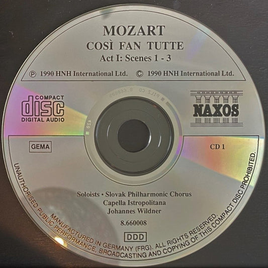 Wolfgang Amadeus Mozart, Slovak Philharmonic Chorus, Capella Istropolitana, Joanna Borowska, Rohangiz Yachmi, John Dickie, Andrea Martin (2), Priti Coles, Peter Mikuláš : Cosi Fan Tutte (3xCD, Album)