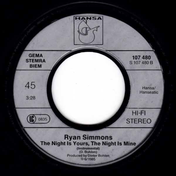 Ryan Simmons : The Night Is Yours, The Night Is Mine (7", Single)