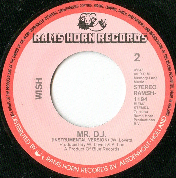 Wish (2) : Mr. D.J. (7", Single)