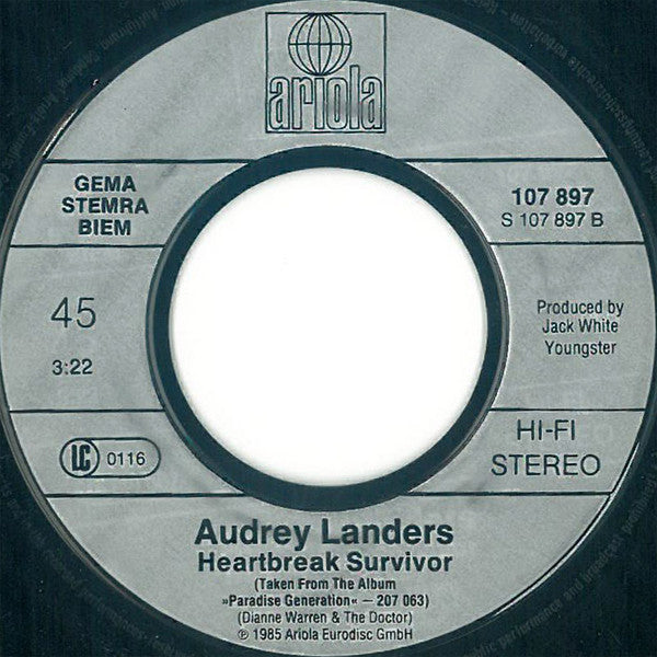 Audrey Landers : Paradise Generation (7", Single)