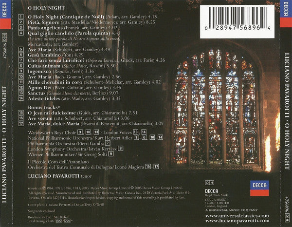 Luciano Pavarotti - Kurt Herbert Adler ● National Philharmonic Orchestra : O Holy Night (CD, Album)