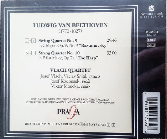Ludwig van Beethoven, Vlach Quartet : String Quartet No.9, Op.59 No.3; String Quartet No.10 Op.74 (CD, Comp, RE, RM)