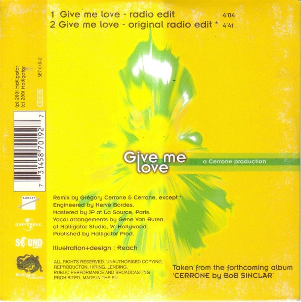Cerrone : Give Me Love (CD, Single)