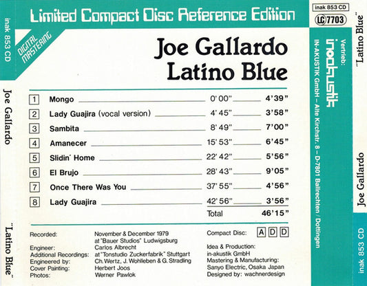 Joe Gallardo : Latino Blue (CD, Album, RE)