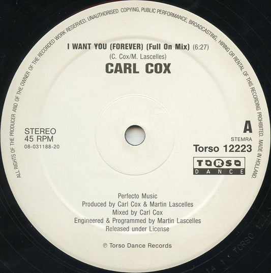 Carl Cox : I Want You (Forever) (12")