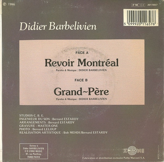 Didier Barbelivien : Revoir Montréal (7", Single)