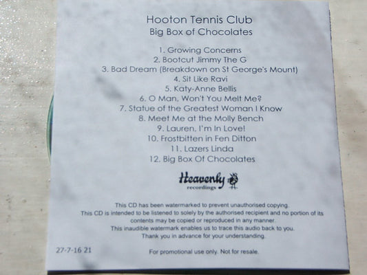 Hooton Tennis Club : Big Box Of Chocolates (CDr, Album, Copy Prot., Num, Promo)