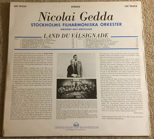 Nicolai Gedda, Nils Grevillius, Stockholms Filharmoniska Orkester : Land du välsignade (LP, Album)