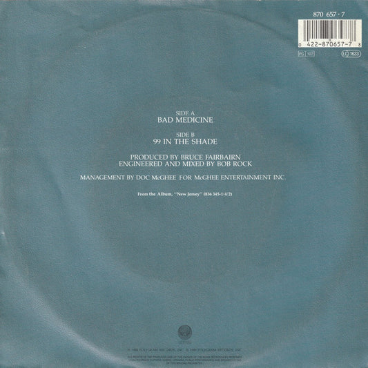 Bon Jovi : Bad Medicine (7", Single, Pap)