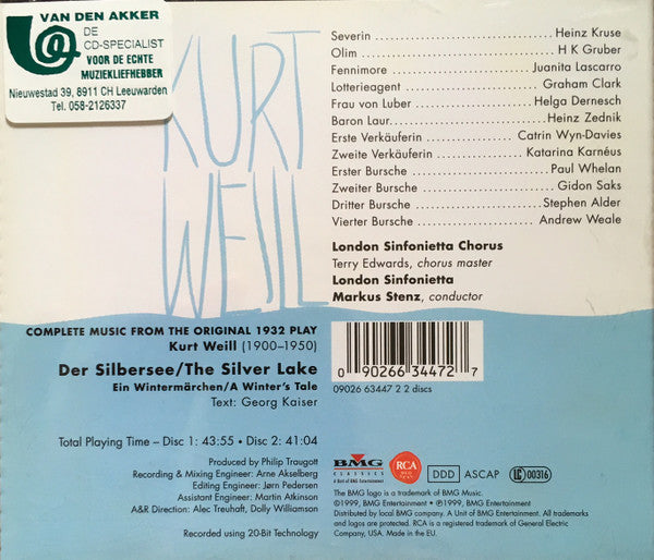 Kurt Weill - London Sinfonietta, Markus Stenz : Der Silbersee / The Silver Lake (2xCD)