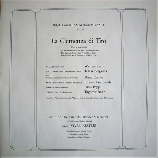 Wolfgang Amadeus Mozart, Orchester Der Wiener Staatsoper, István Kertész : La Clemenza Di Tito (3xLP, Album, RE + Box)