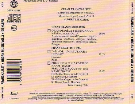 César Franck, Franz Liszt - Albert De Klerk : Complete Orgelwerken Vol. 3 (CD, Album)