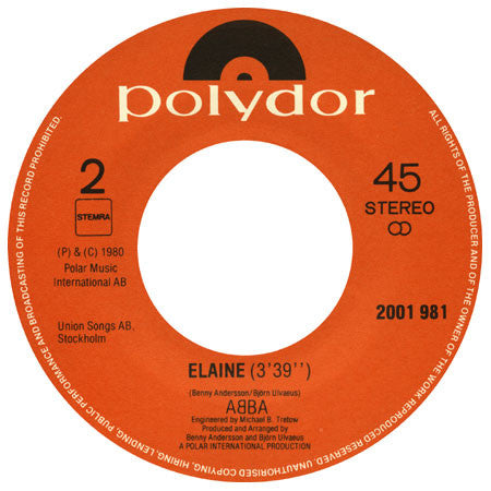 ABBA : The Winner Takes It All / Elaine (7", Single)