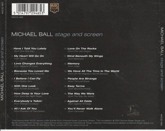 Michael Ball : Stage And Screen (CD, Album)