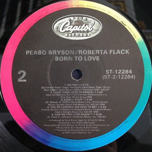 Peabo Bryson & Roberta Flack : Born To Love (LP, Album, Jac)