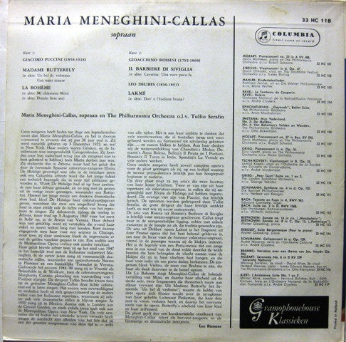 Maria Callas, Philharmonia Orchestra, Tullio Serafin : Aria's Uit Madame Butterfly, La Bohème, Il Barbiere Di Seviglia En Lakmé (10", Comp)
