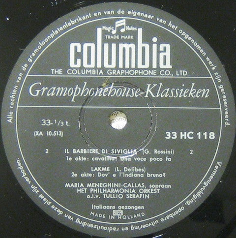 Maria Callas, Philharmonia Orchestra, Tullio Serafin : Aria's Uit Madame Butterfly, La Bohème, Il Barbiere Di Seviglia En Lakmé (10", Comp)