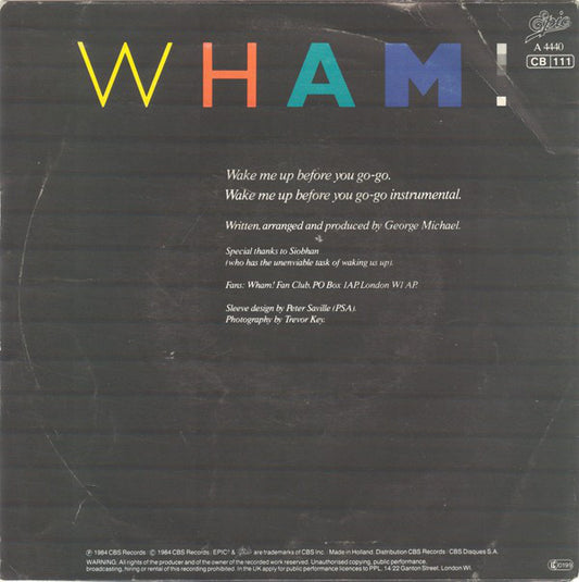 Wham! : Wake Me Up Before You Go-Go (7", Single)