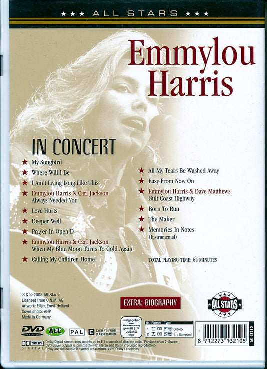 Emmylou Harris : In Concert (DVD, PAL)