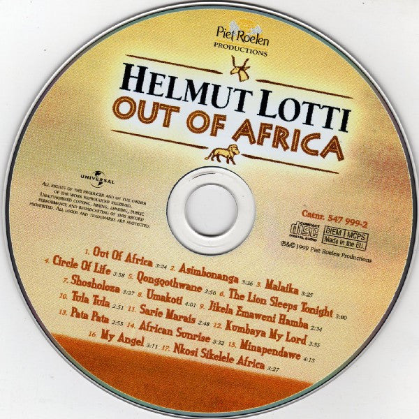 Helmut Lotti Met Golden Symphonic Orchestra : Out Of Africa (CD, Album)