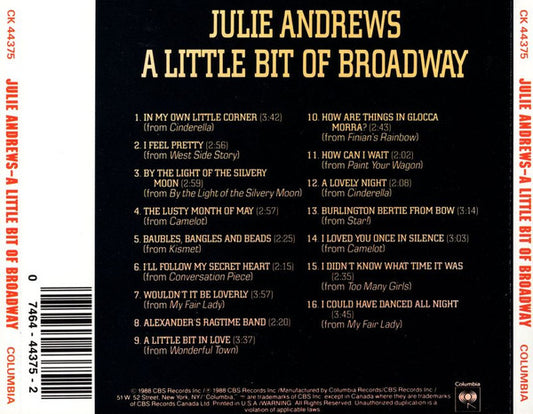Julie Andrews : A Little Bit Of Broadway (CD, Comp)