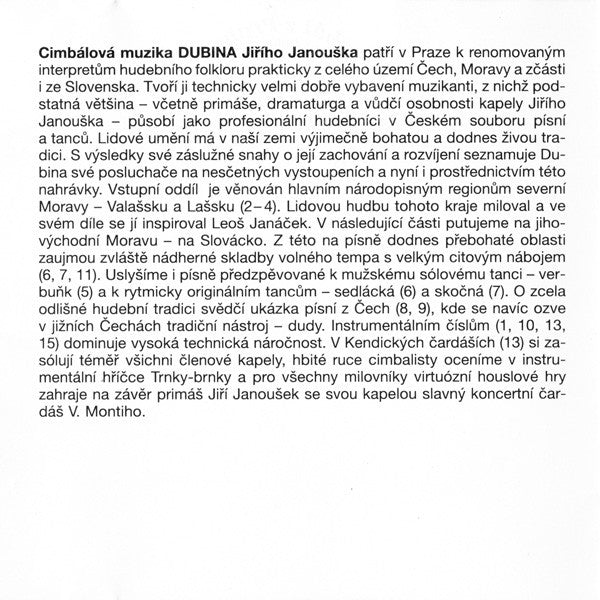 Cimbálová Muzika Dubina / Jiří Janoušek (3) : The Golden Dulcimer from Prague (CD, Album)