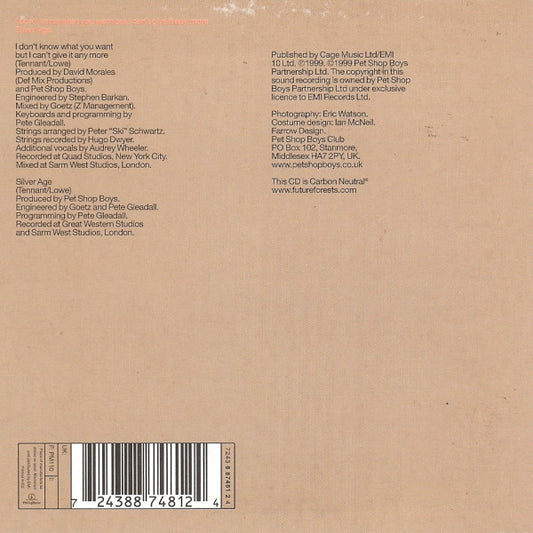 Pet Shop Boys : I Don't Know What You Want But I Can't Give It Any More (CD, Single, Car)