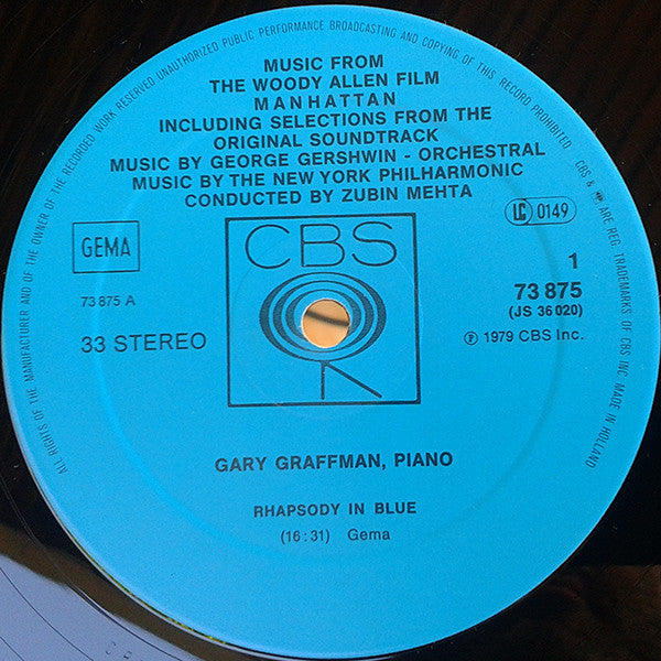 George Gershwin / New York Philharmonic : Music From The Woody Allen Film "Manhattan" (LP, Album)