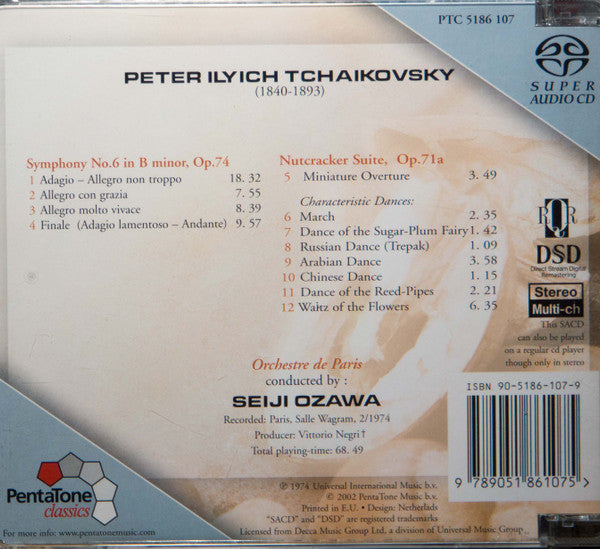 Pyotr Ilyich Tchaikovsky - Seiji Ozawa, Orchestre De Paris : Symphony No. 6 In B Minor, Op. 74 / Nutcracker Suite, Op. 71a (SACD, Hybrid, Multichannel, Album, RM)