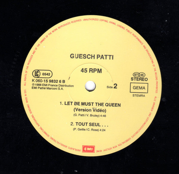 Guesch Patti : Let Be Must The Queen (12", Maxi)