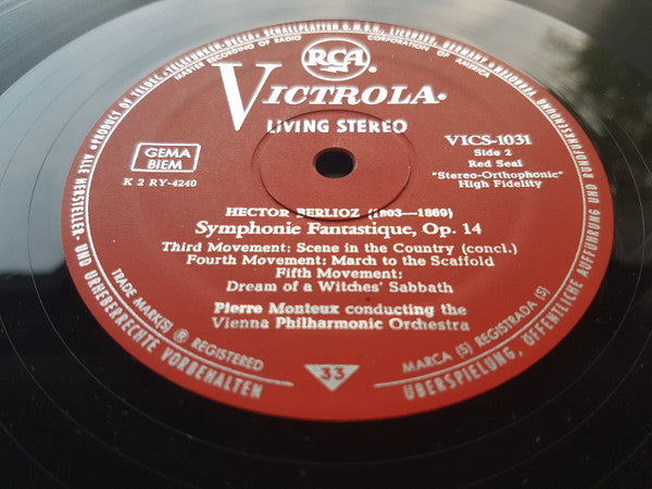 Hector Berlioz - Wiener Philharmoniker, Pierre Monteux : Symphonie Fantastique (LP, Album, RE)