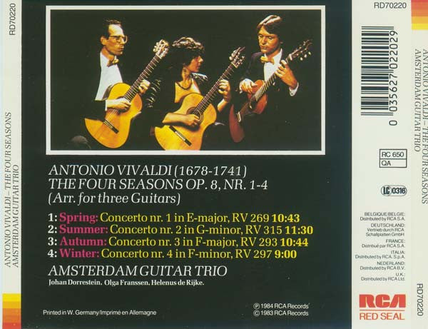 Antonio Vivaldi - Amsterdam Guitar Trio : Le Quattro Stagioni (Arr. For Three Guitars) (CD, Album)