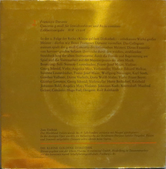 Francesco Durante, Collegium Aureum : Concerto G-moll Für Streichorchester Und Basso Continuo (7", Mono)