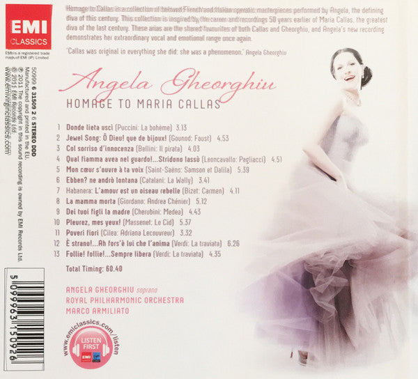 Angela Gheorghiu : Homage To Maria Callas - Favourite Opera Arias (CD)
