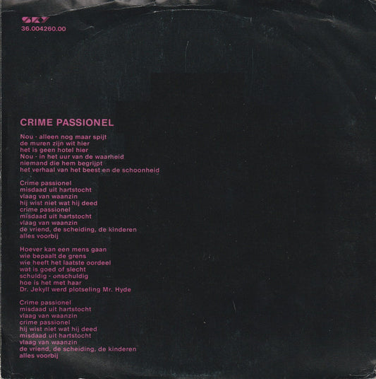 Frank Boeijen Groep : Crime Passionel (7", Single)